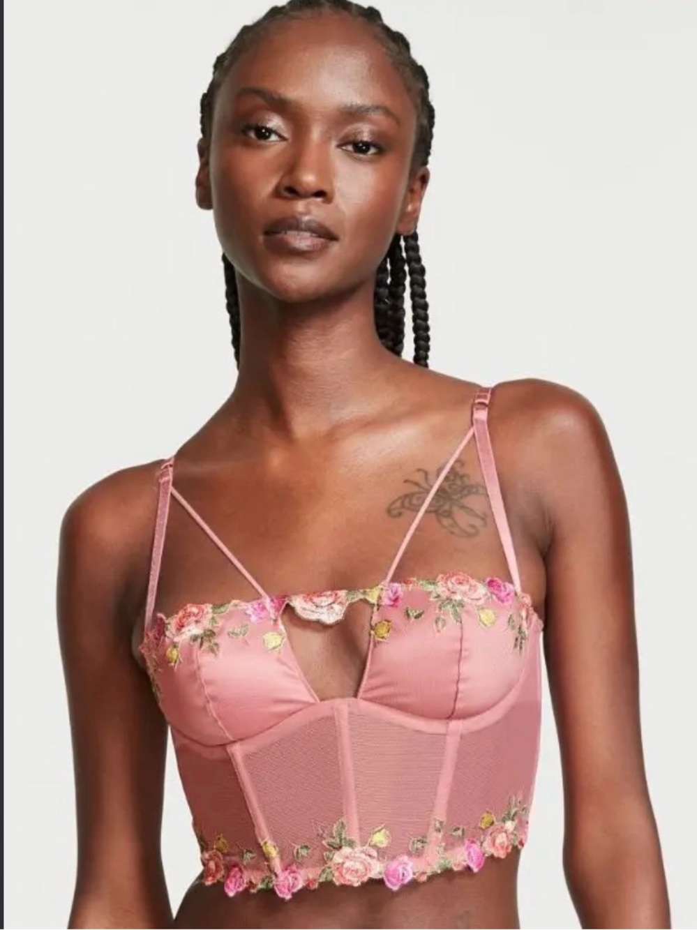 Victoria's Secret Pink Floral Embroidered Corset Bra Top